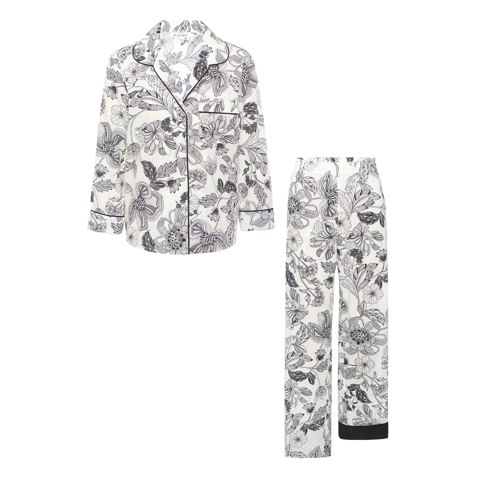 Broad Beach Noire Floral Cotton Pajamas