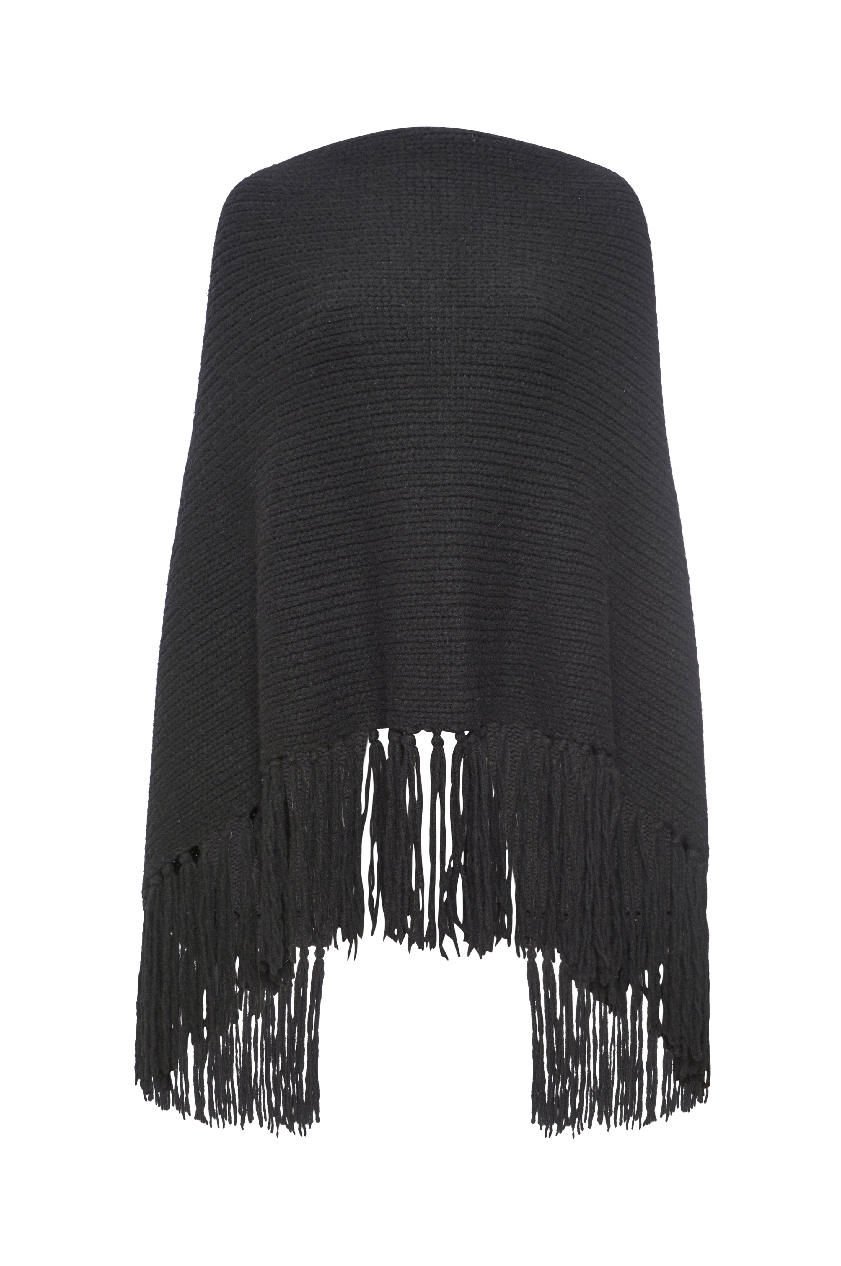 Fringe Poncho - Black