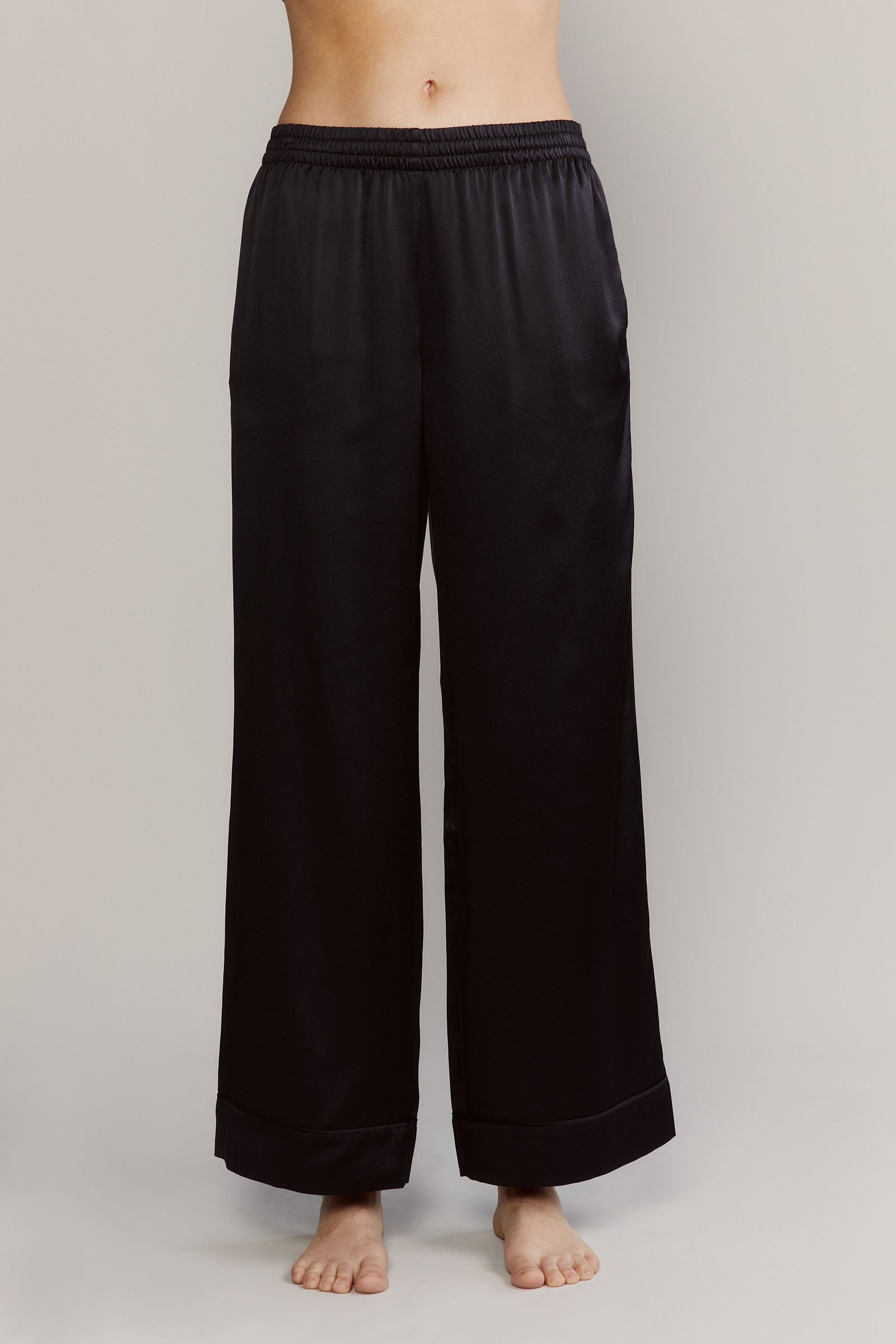 Colony Black Silk Satin Pants