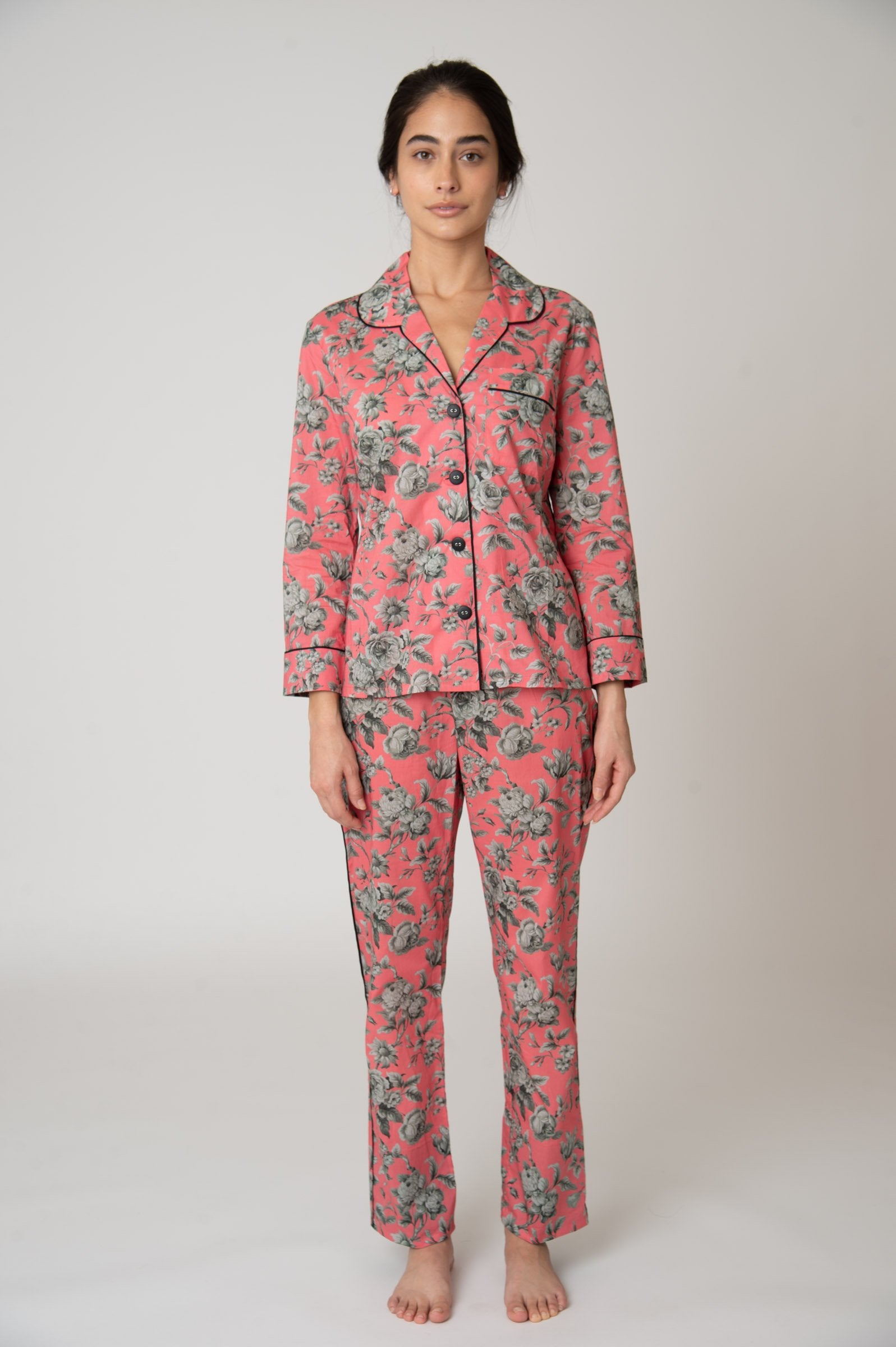 Katro Broad Beach Cotton Pajama Set Pink Graceful