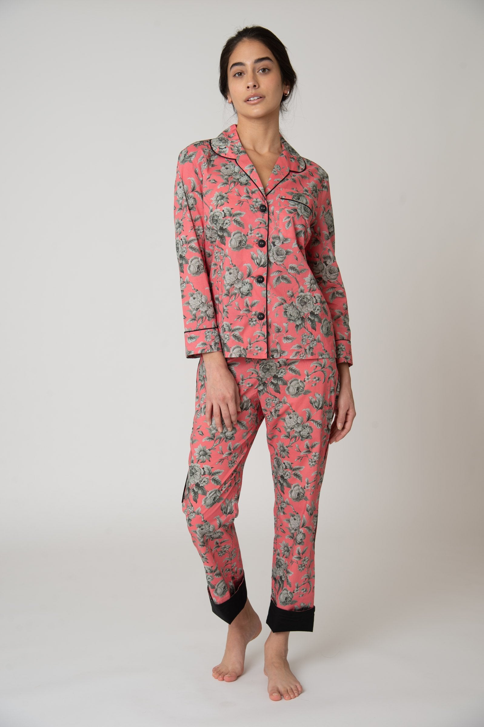 Katro Broad Beach Cotton Pajama Set Pink Graceful