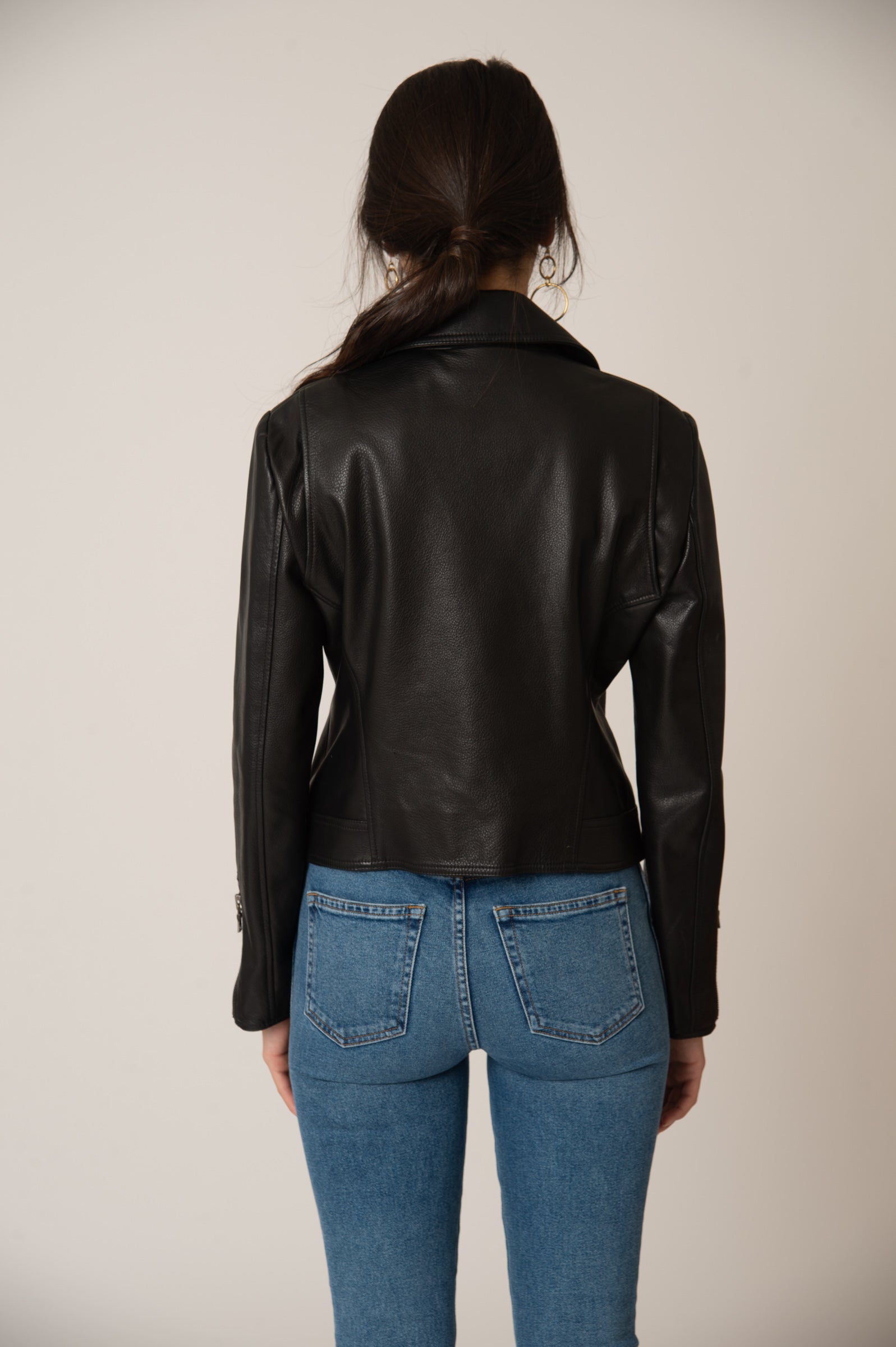 Laurel Canyon Leather Jacket Black Vintage Floral Matte Zipper