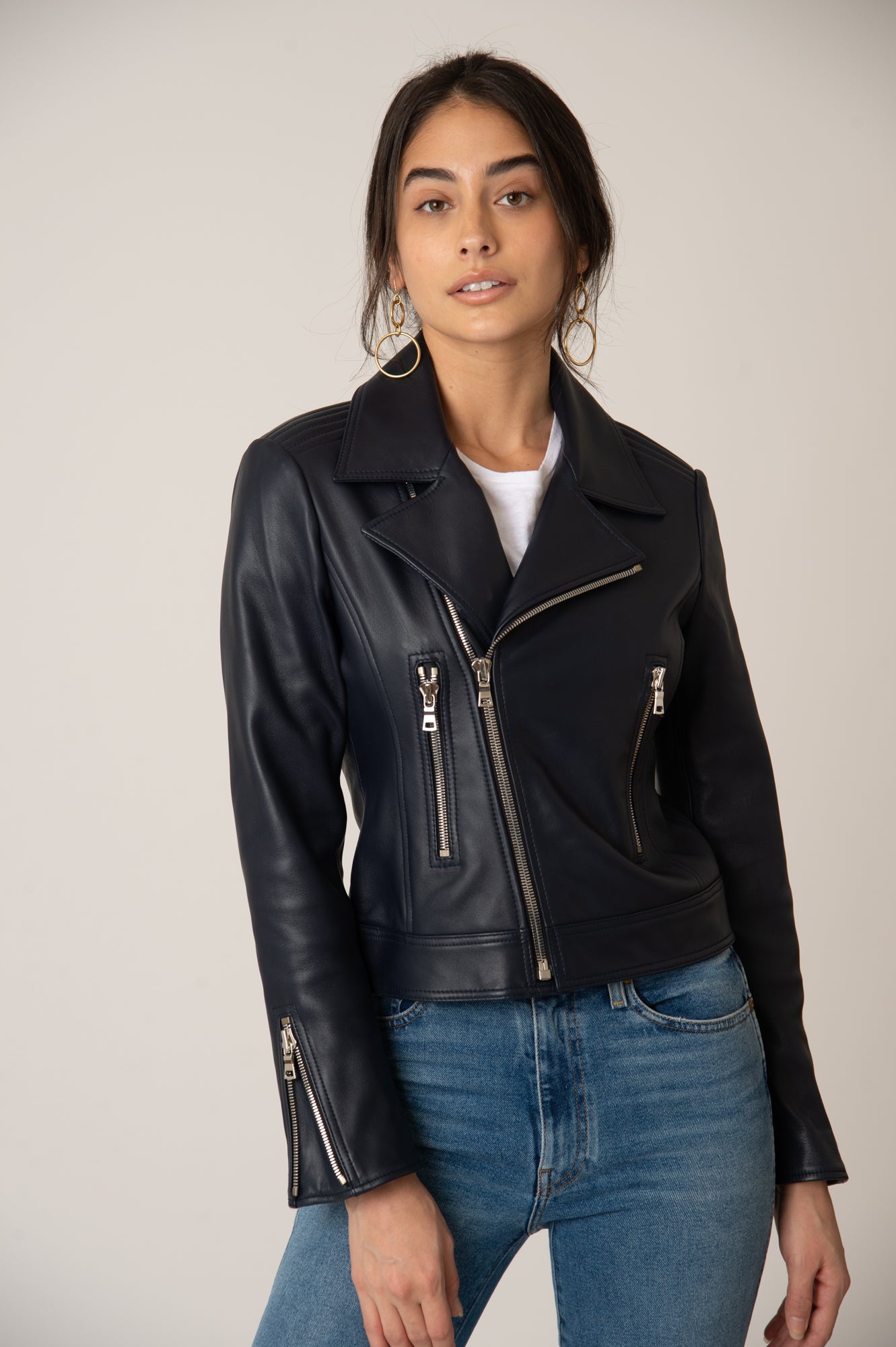 Katro Laurel Canyon Leather Jacket Navy