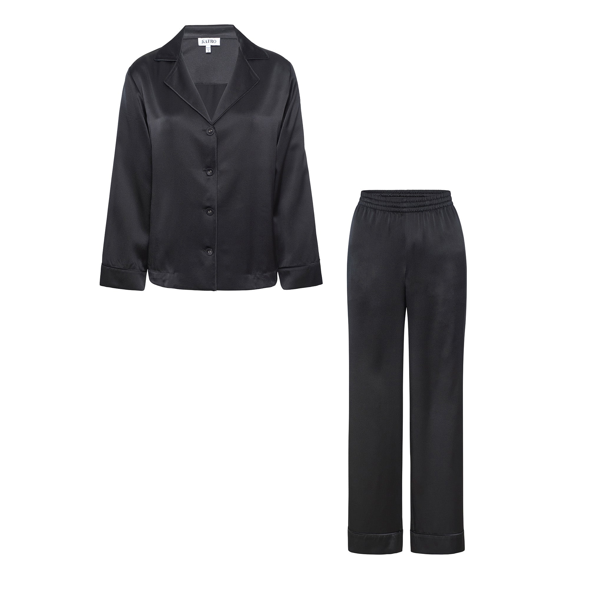 Colony Black Silk Satin Pajamas