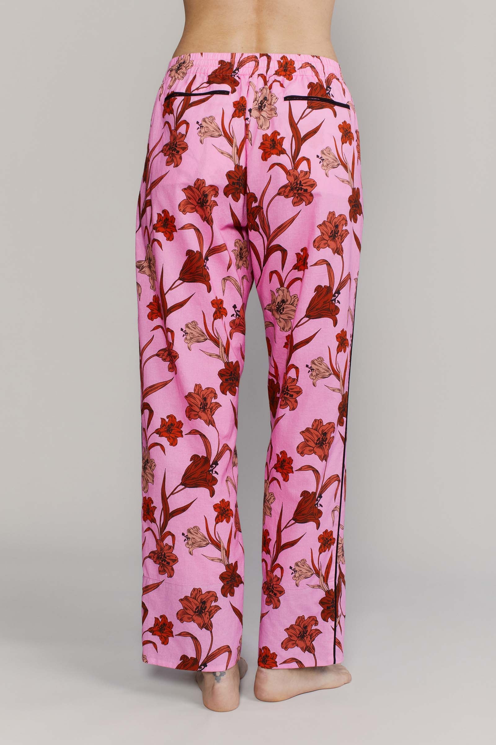Broad Beach Back Pants Pink Lilies
