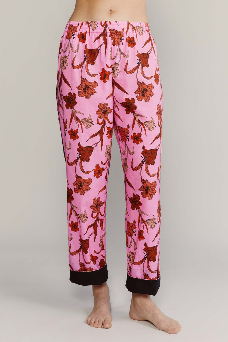 Broad Beach Pants Cuffed Pink Lilies