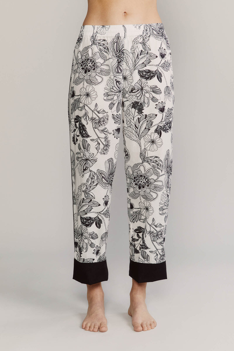 Broad Beach Front Pants Cuffed Noire Floral 
