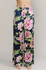 Colony Front Pants Pink Peonies Silk