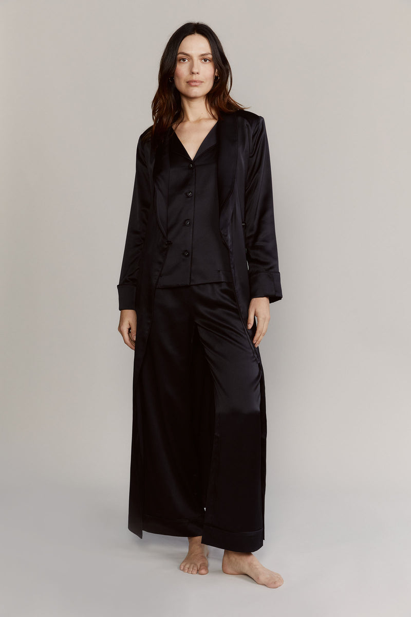 Colony Black Silk Satin Pajamas – Katro