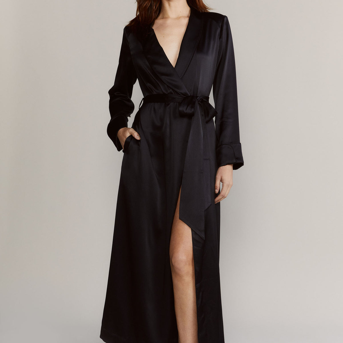 Matador Black Silk Satin Robe - XXS