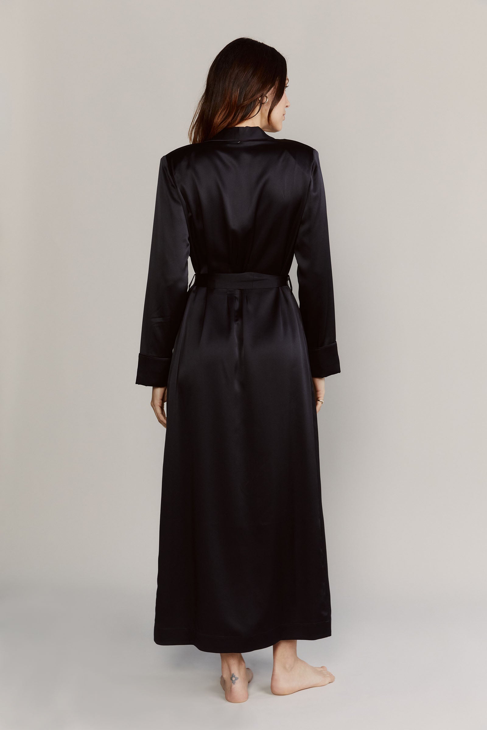 Katro Matador Robe Silk Satin Black Back View