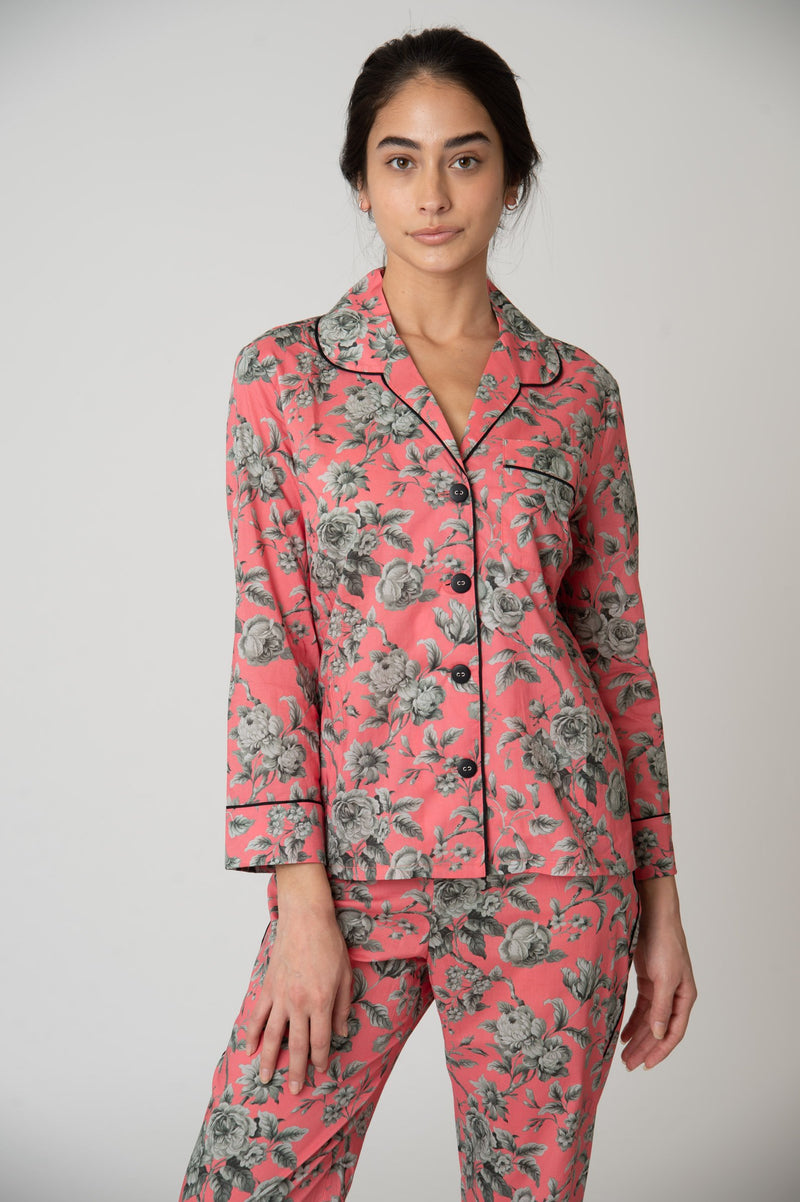 Katro Broad Beach Cotton Pajama Set Pink Graceful
